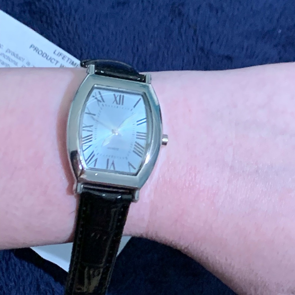 Brand New»Classic_Chic Watch Silver Quartz+Black Genuine Leather Band